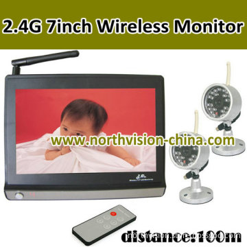 2.4G 7inch-LCD Wireless Camera DVR Kit, Summer Baby Monitor with IR Night Vision, Support 4CH Camera, Support AV in (NG-705)